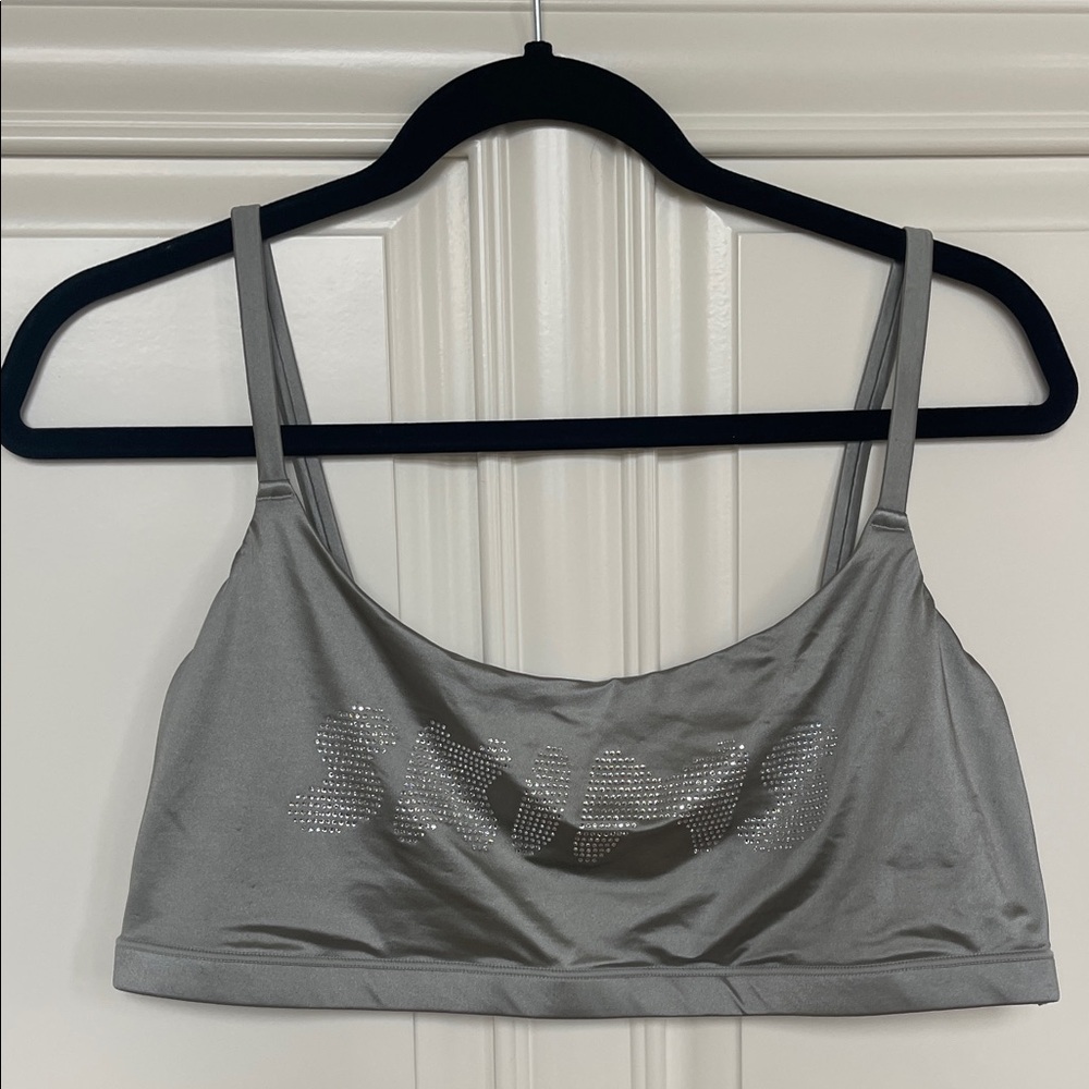 SKIMS Gray Bandeau with Rhinestone Logo